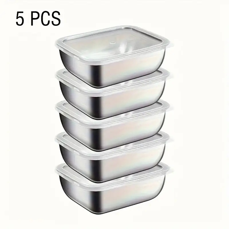 Food Storage Prep Containers - 5 Parçalı Paslanmaz Çelik Gıda Saklama