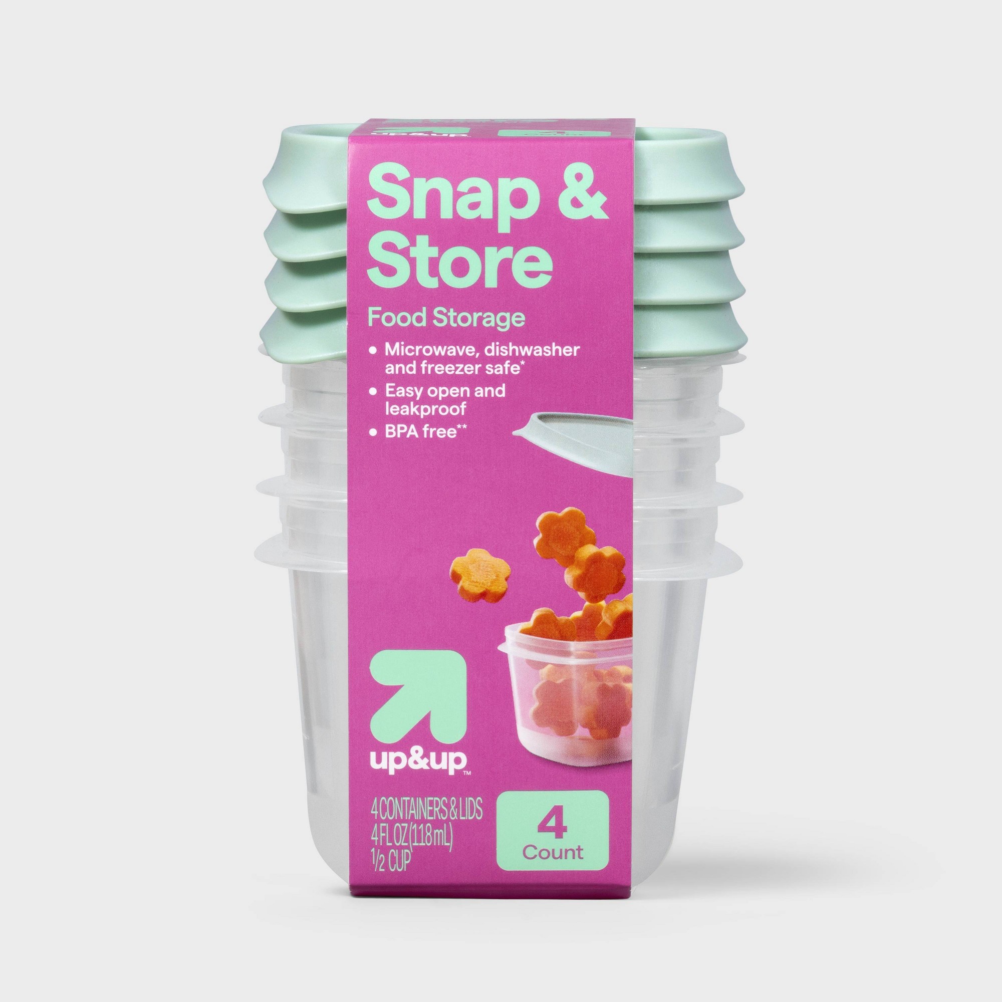 Food Storage Prep Containers - 4 adet Mini Kare Yarım Bardak