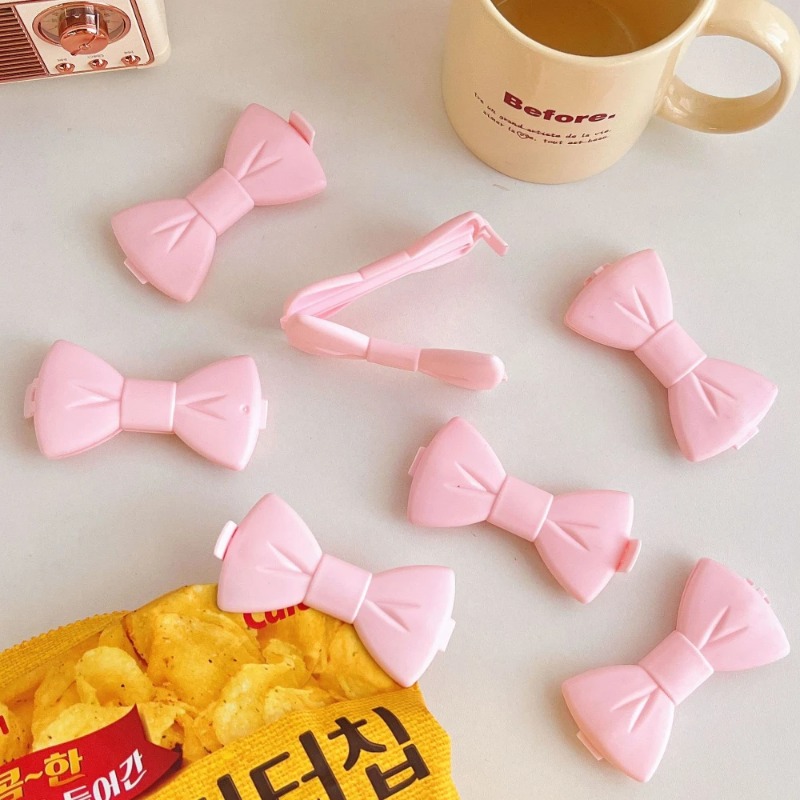 Food Storage Bags Reusable - 5 adet Kawaii gıda sızdırmazlık klipsi-pembe