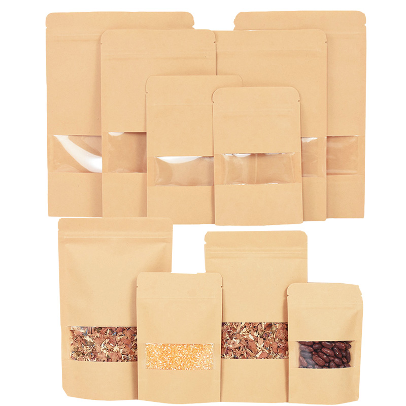 Food Storage Ziploc Bags - 20/50 adet Kraft Kağıt kilitli poşetler