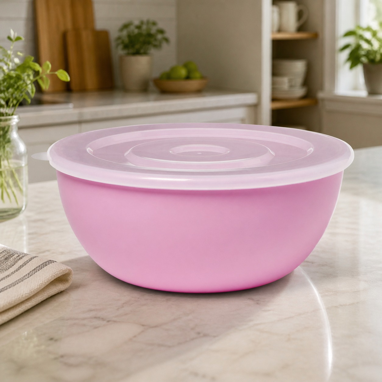 Food Storage Prep Containers - Uyumlu Kapaklı Pembe Kase, Mutfak, Yurt,