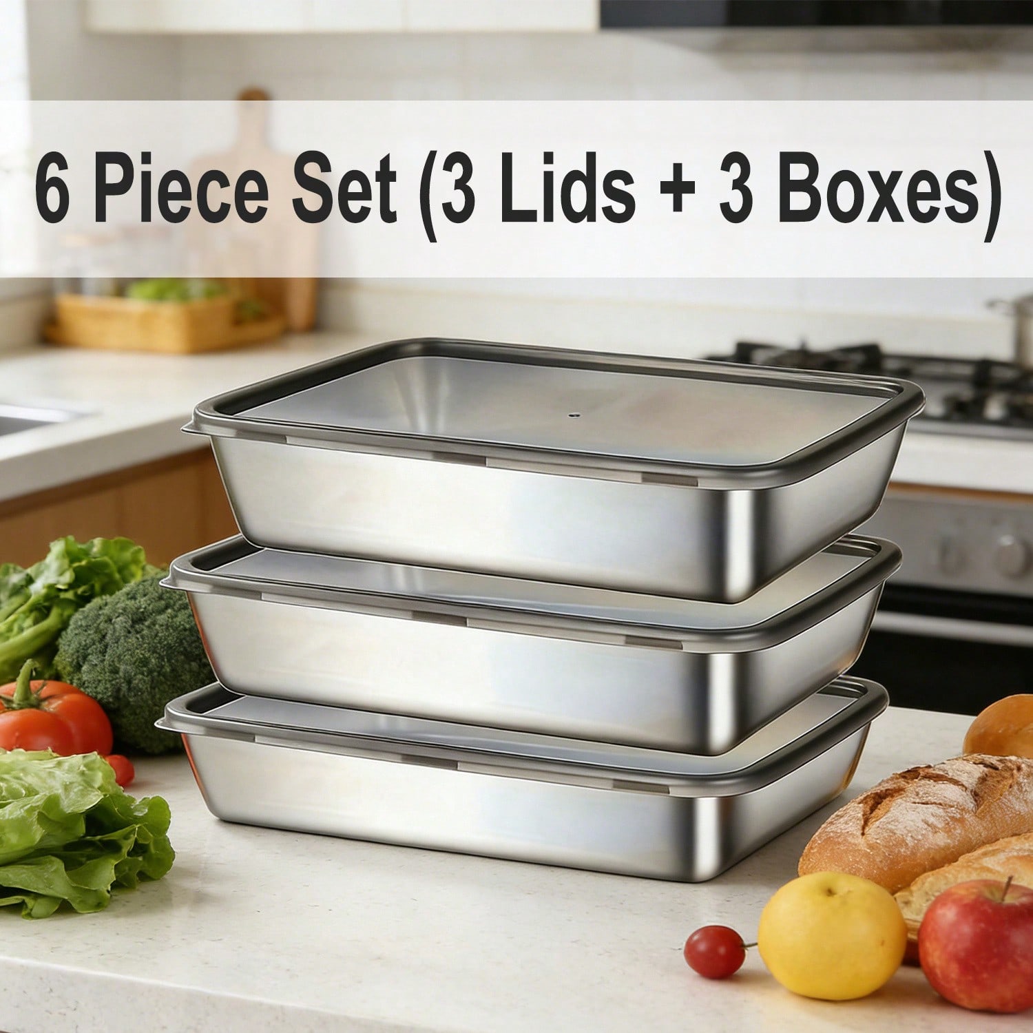 6 Parça (3 Kutu + 3 Kapak) Pas - Food Storage Prep Containers incelemesi ve fiyatı